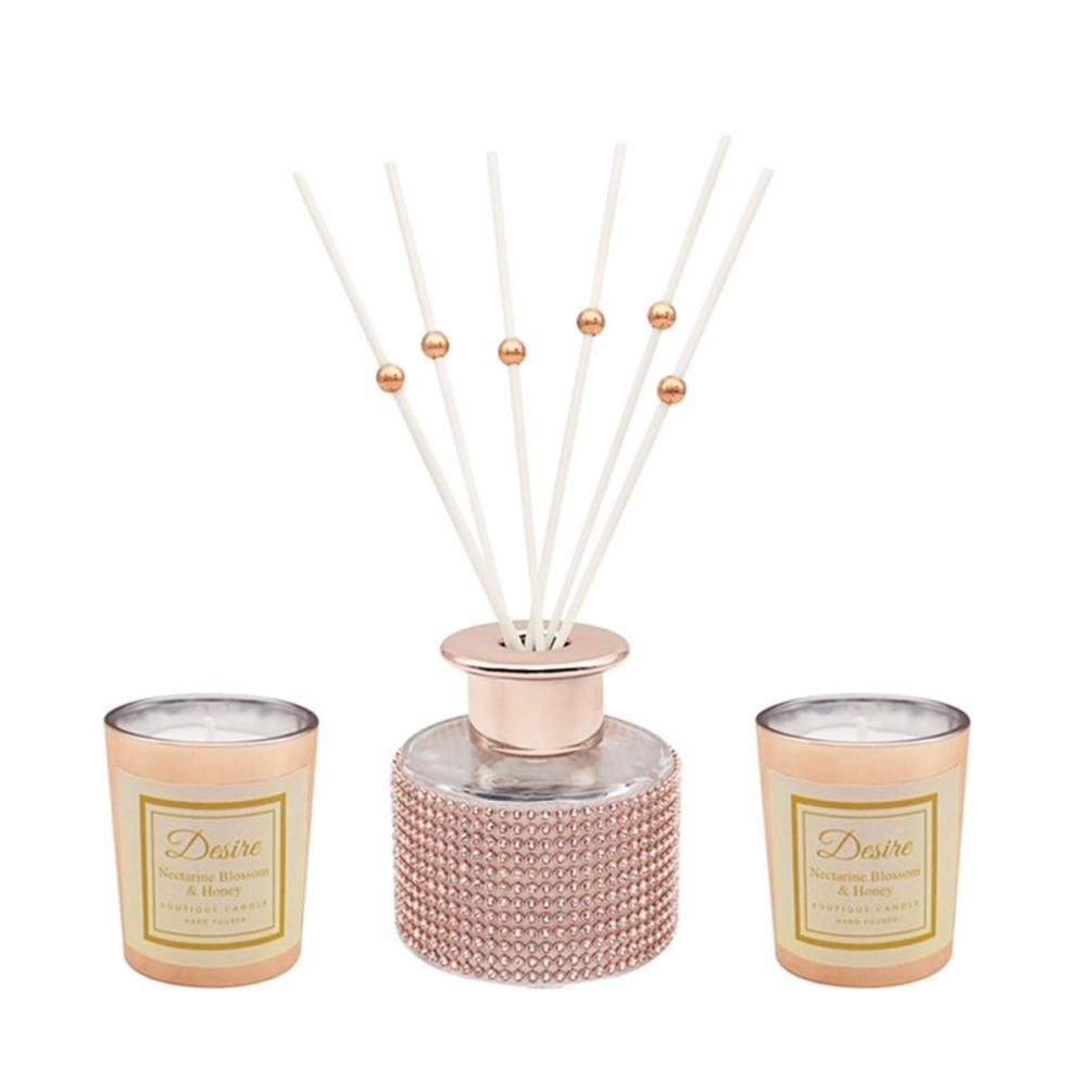 Desire Aroma Diamante Rose Diffuser & Candle Gift Set £12.59